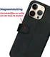 Rosso Deluxe Apple iPhone 14 Pro Max Hoesje Echt Leer Book Case Zwart afbeelding 7
