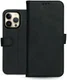 Rosso Deluxe Apple iPhone 14 Pro Max Hoesje Echt Leer Book Case Zwart afbeelding 11