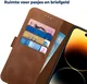 Rosso Deluxe Apple iPhone 14 Pro Max Hoesje Echt Leer Book Case Bruin afbeelding 6