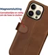 Rosso Deluxe Apple iPhone 14 Pro Max Hoesje Echt Leer Book Case Bruin afbeelding 7