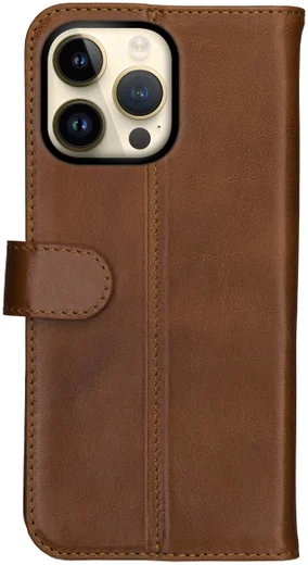 Rosso Deluxe Apple iPhone 14 Pro Max Hoesje Echt Leer Book Case Bruin afbeelding 11