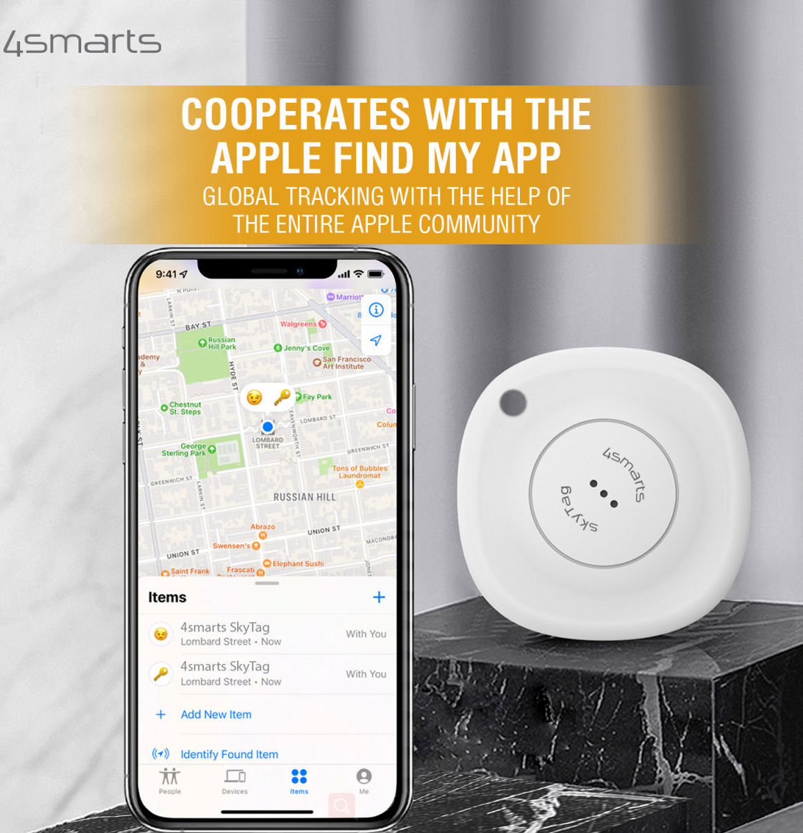 4smarts SkyTag Bluetooth Tracker 4-Pack (Zwart/Wit/Blauw) afbeelding 4