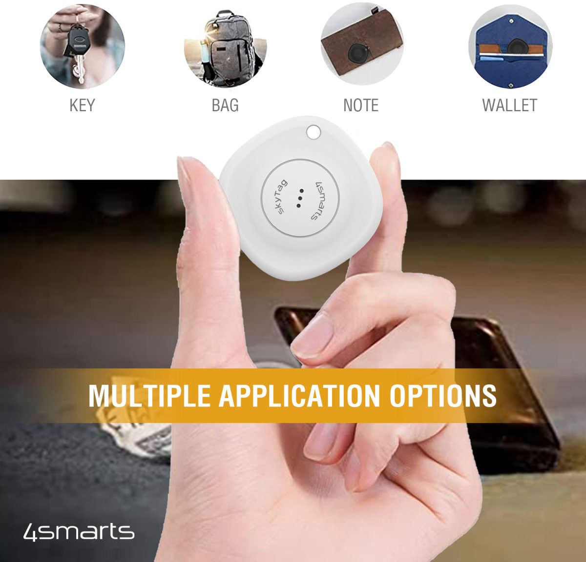 4smarts SkyTag Bluetooth Tracker 4-Pack (Zwart/Wit/Blauw) afbeelding 7