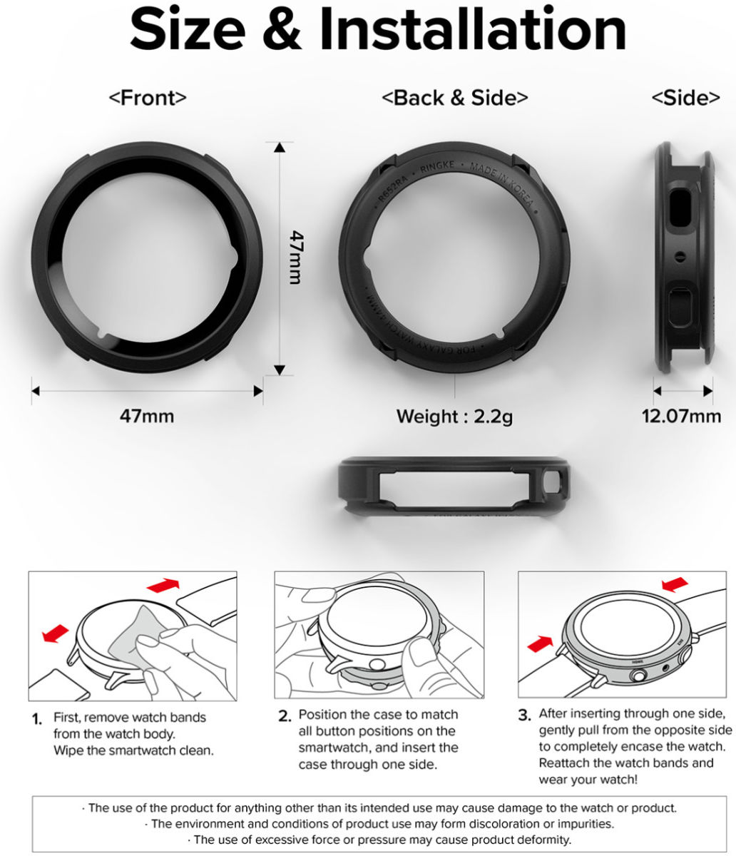 Ringke Air Sports - Samsung Galaxy Watch 5 44MM Hoesje - TPU - Zwart afbeelding 12