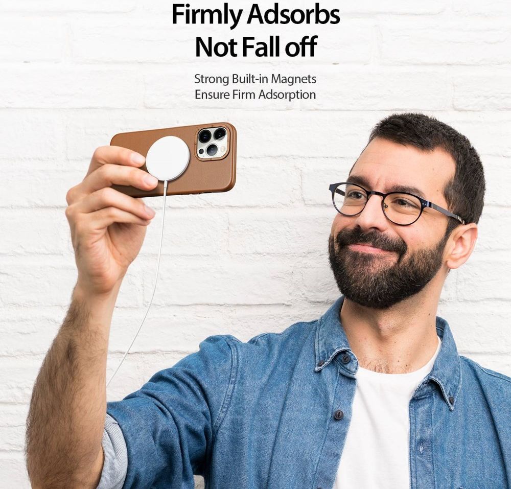 Dux Ducis Grit Apple iPhone 14 Pro Hoesje MagSafe Back Cover Bruin afbeelding 5