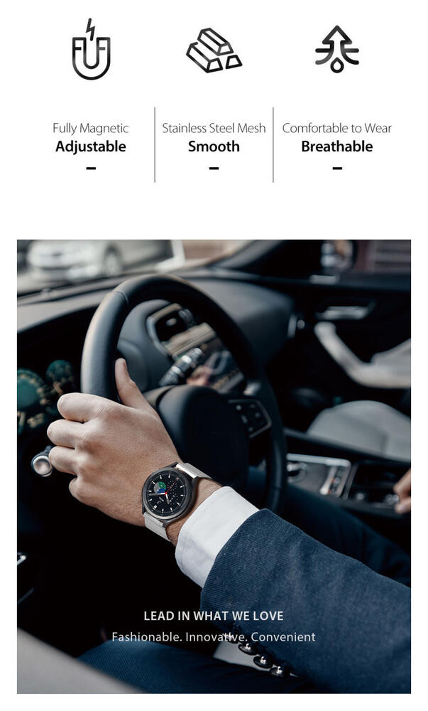 Dux Ducis Milanese Staal - Universeel Smartwatch Bandje 20MM - Zwart afbeelding 4