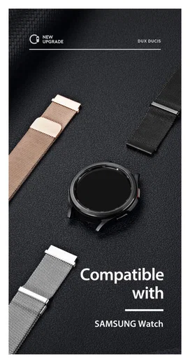 Dux Ducis Milanese Staal - Universeel Smartwatch Bandje 20MM - Zwart afbeelding 7