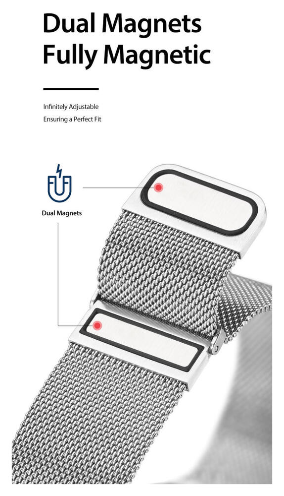 Dux Ducis Milanese Staal - Universeel Smartwatch Bandje 20MM - Zilver afbeelding 2