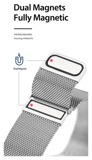 Dux Ducis Milanese Staal - Universeel Smartwatch Bandje 20MM - Zilver afbeelding 2