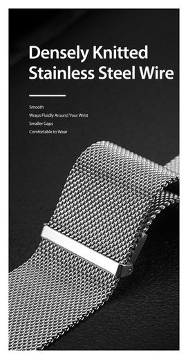 Dux Ducis Milanese Staal - Universeel Smartwatch Bandje 20MM - Zilver afbeelding 3