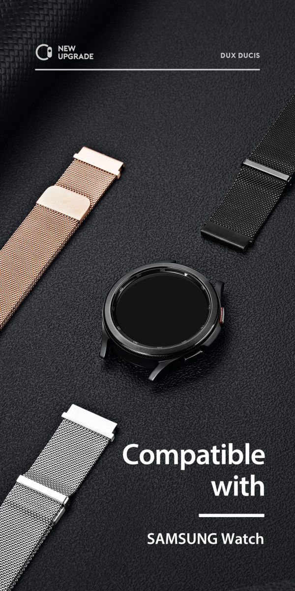 Dux Ducis - Milanese Staal Universeel Smartwatch Bandje 22MM - Goud afbeelding 7