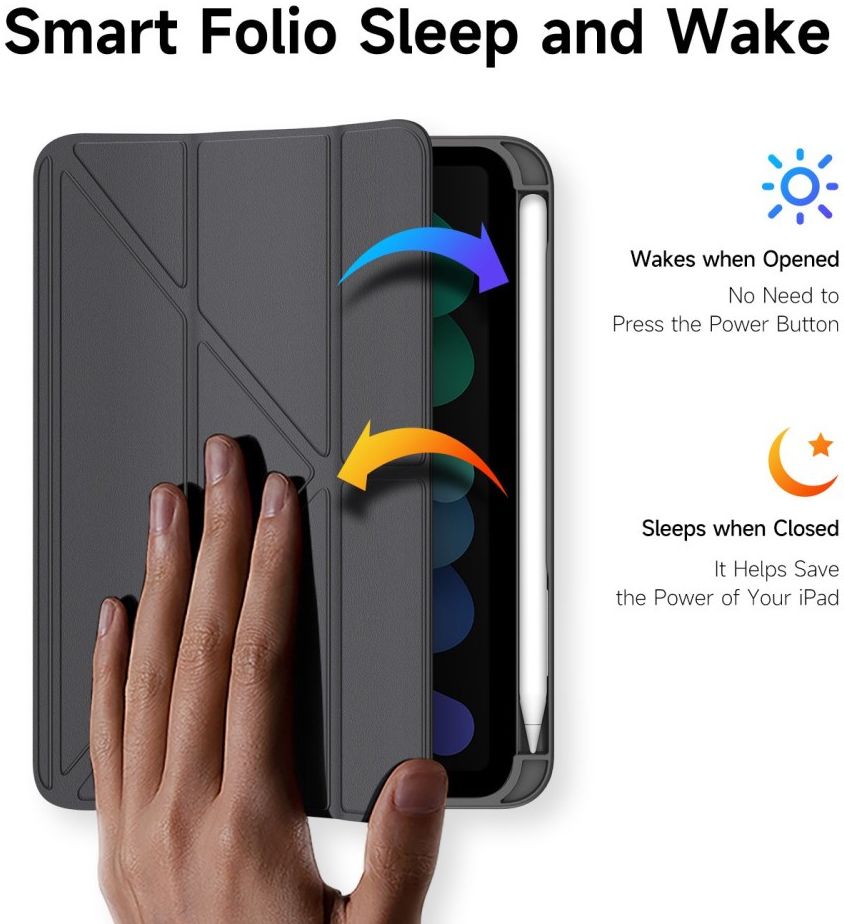 Dux Ducis Magi Series Apple iPad Mini 7/6 Hoes V-Fold Book Case Grijs afbeelding 4