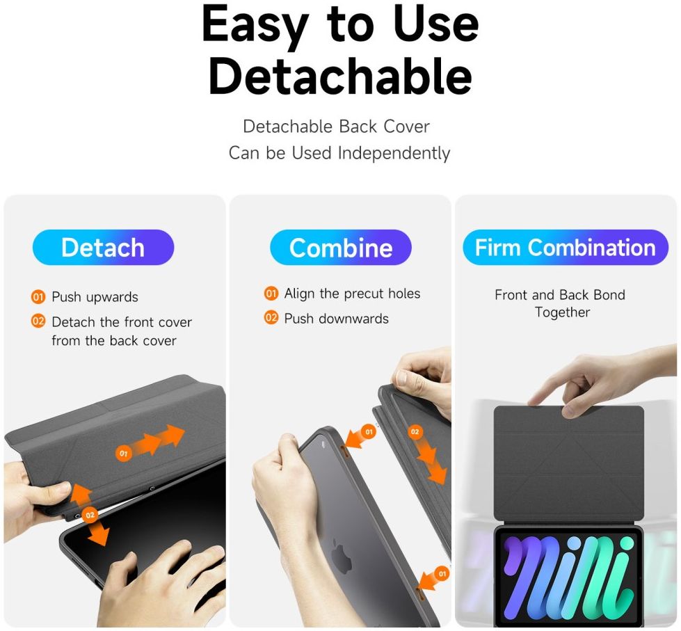 Dux Ducis Magi Series Apple iPad Mini 7/6 Hoes V-Fold Book Case Grijs afbeelding 7