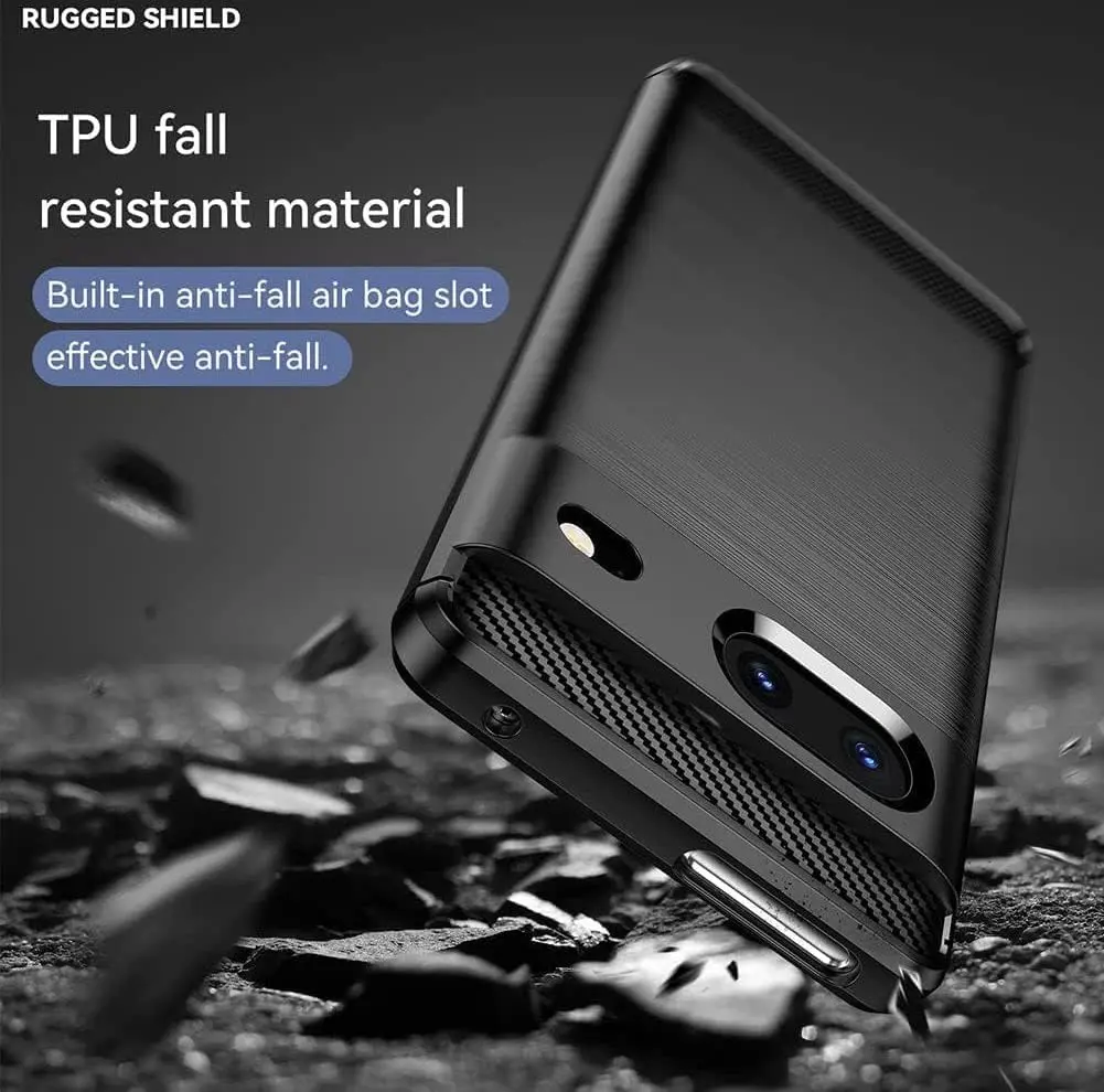 Google Pixel 7 Hoesje Geborsteld TPU Flexibele Back Cover Zwart afbeelding 8