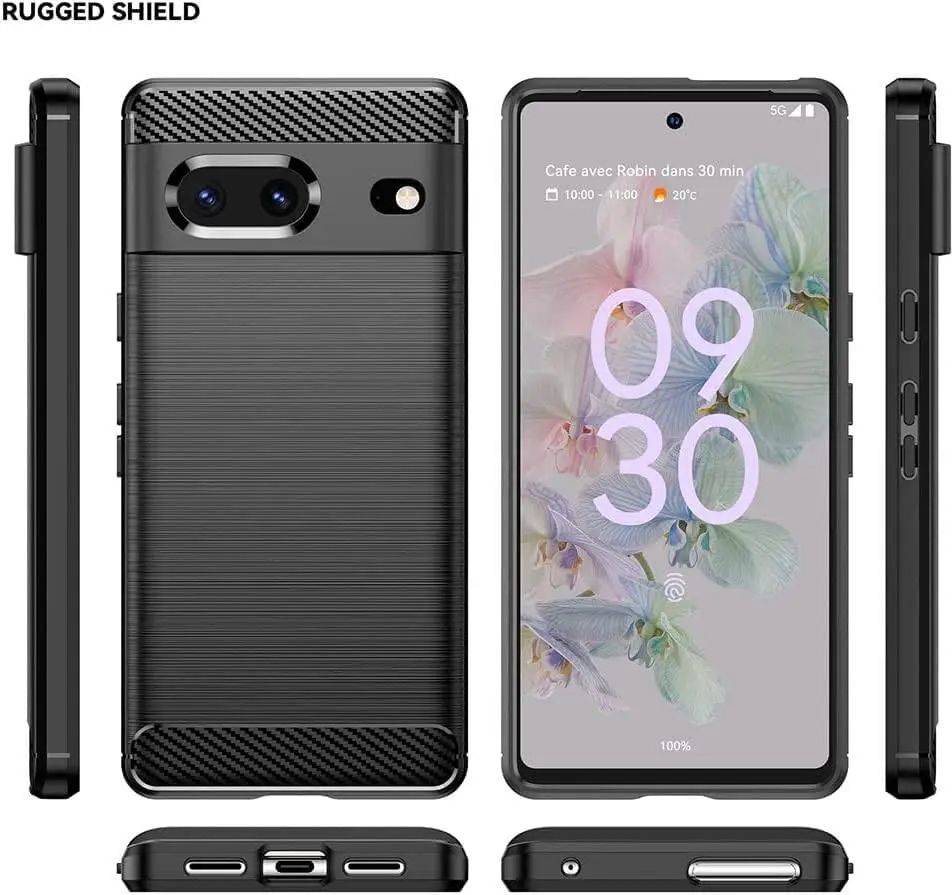 Google Pixel 7 Hoesje Geborsteld TPU Flexibele Back Cover Zwart afbeelding 9
