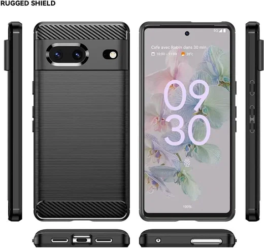 Google Pixel 7 Hoesje Geborsteld TPU Flexibele Back Cover Zwart afbeelding 9