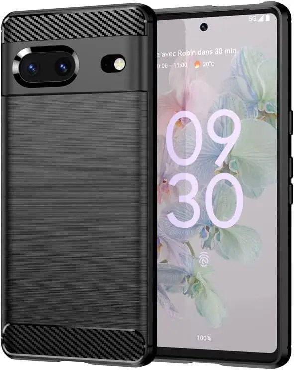 Google Pixel 7 Hoesje Geborsteld TPU Flexibele Back Cover Zwart afbeelding 2