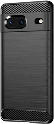 Google Pixel 7 Hoesje Geborsteld TPU Flexibele Back Cover Zwart afbeelding