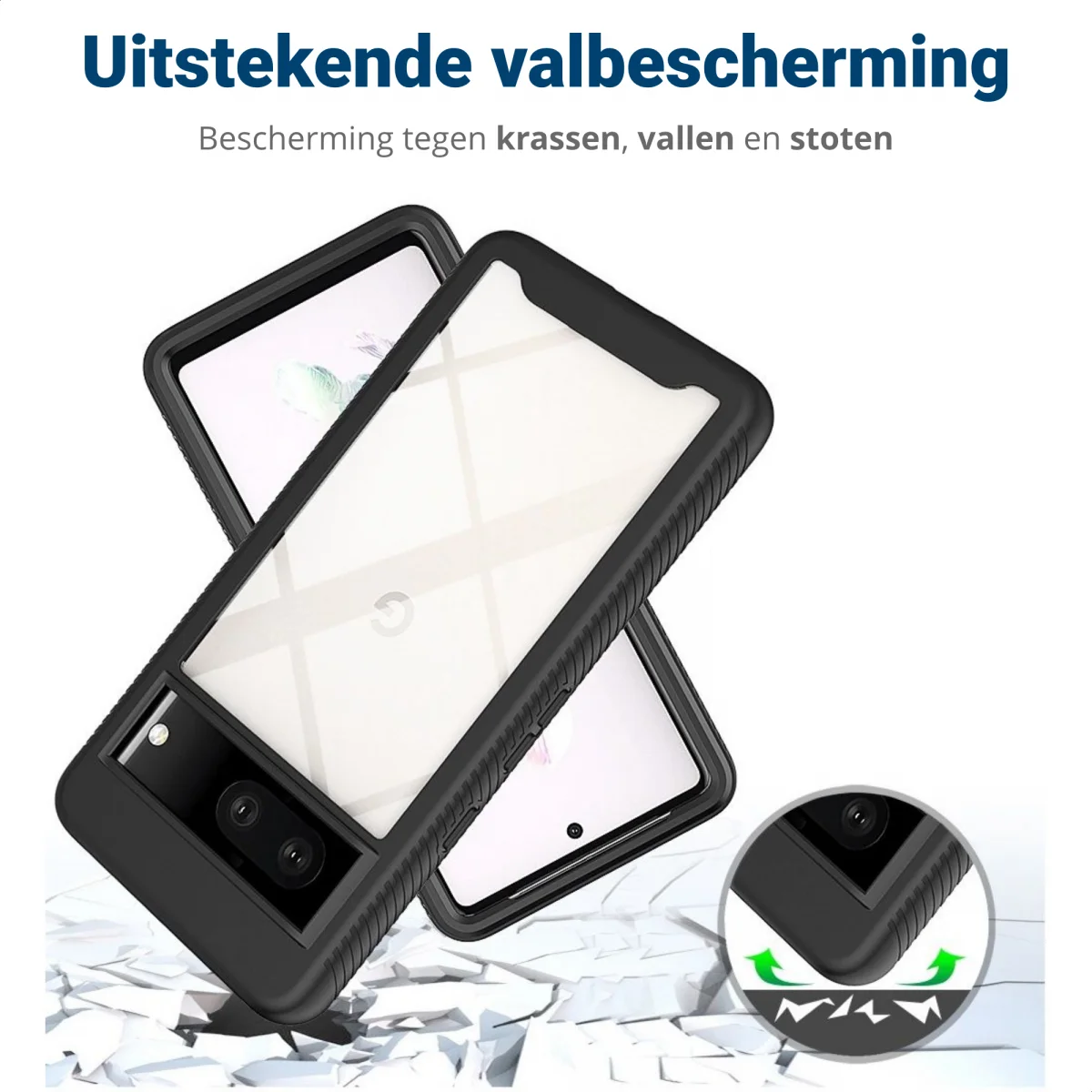 Google Pixel 7 Hoesje Volledig Schokbestendig Cover Zwart afbeelding 4