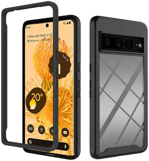 Google Pixel 7 Pro Hoesje Volledig Schokbestendig Hybride Cover Zwart afbeelding 1