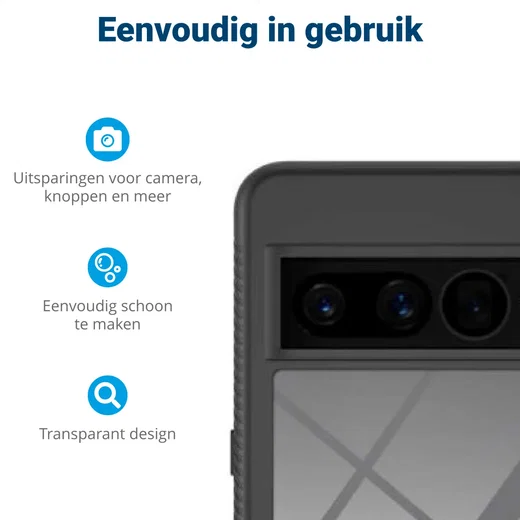 Google Pixel 7 Pro Hoesje Volledig Schokbestendig Hybride Cover Zwart afbeelding 4