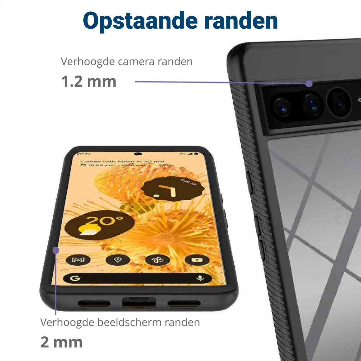 Google Pixel 7 Pro Hoesje Volledig Schokbestendig Hybride Cover Zwart afbeelding 6