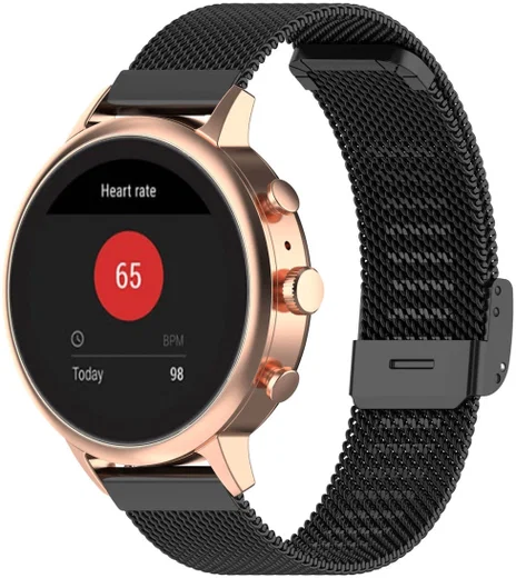 Universeel Milanees Smartwatch 18MM Bandje - Roestvrij Staal - Zwart afbeelding 1
