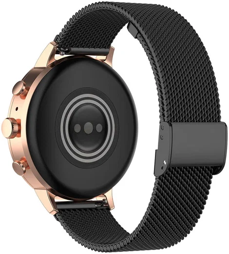 Universeel Milanees Smartwatch 18MM Bandje - Roestvrij Staal - Zwart afbeelding 2