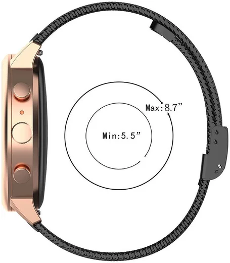 Universeel Milanees Smartwatch 18MM Bandje - Roestvrij Staal - Zwart afbeelding 6