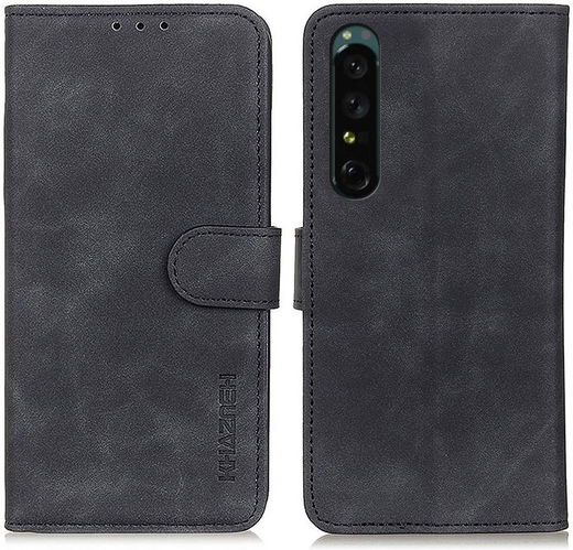 KHAZNEH Sony Xperia 1 IV Hoesje Retro Wallet Book Case Zwart afbeelding 2