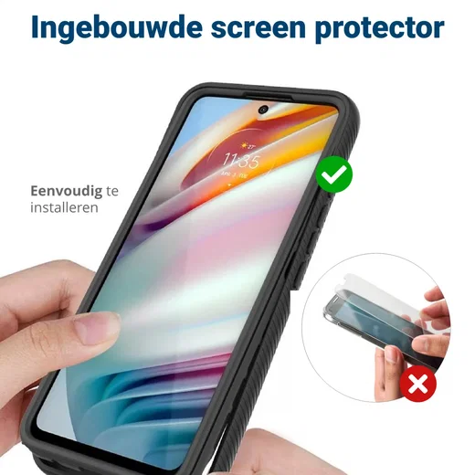 Motorola Moto G60 Hoesje Full Protect 360° Cover Hybride Zwart afbeelding 7
