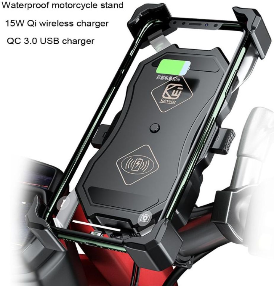 Universele Telefoonhouder Motor met Draadloos Opladen 15W Zwart afbeelding 3