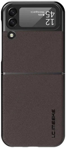 LC.IMEEKE Samsung Galaxy Z Flip 4 Hoesje Kunstleer Back Cover Bruin afbeelding 1