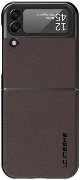 LC.IMEEKE Samsung Galaxy Z Flip 4 Hoesje Kunstleer Back Cover Bruin