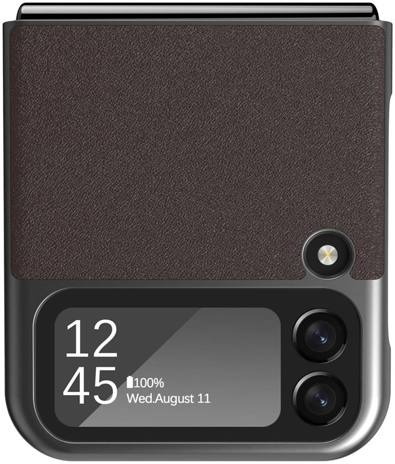 LC.IMEEKE Samsung Galaxy Z Flip 4 Hoesje Kunstleer Back Cover Bruin afbeelding 12