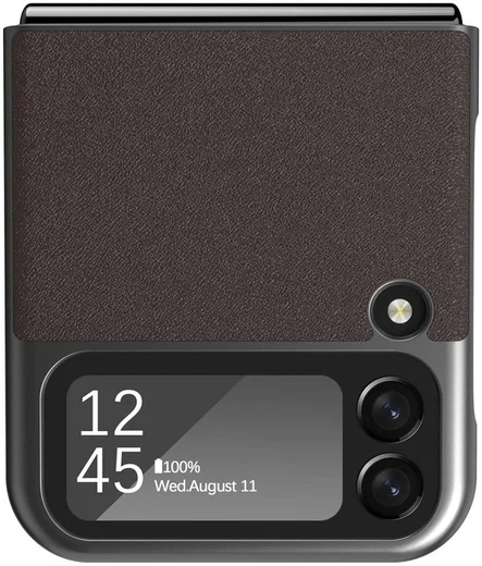 LC.IMEEKE Samsung Galaxy Z Flip 4 Hoesje Kunstleer Back Cover Bruin afbeelding 12