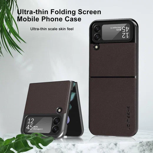 LC.IMEEKE Samsung Galaxy Z Flip 4 Hoesje Kunstleer Back Cover Bruin afbeelding 7