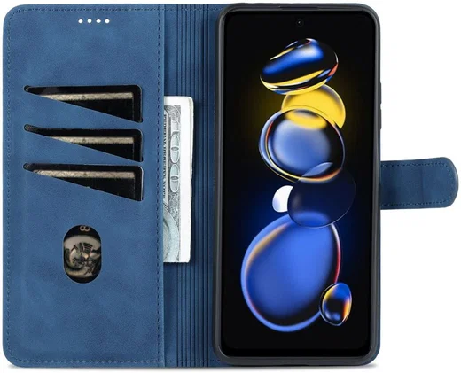 AZNS Xiaomi Poco X4 GT Hoesje Wallet Book Case Kunstleer Blauw afbeelding 1