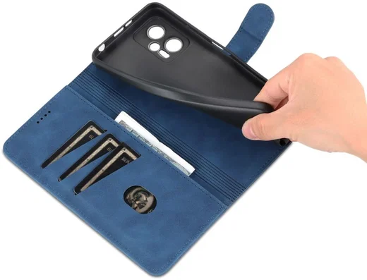 AZNS Xiaomi Poco X4 GT Hoesje Wallet Book Case Kunstleer Blauw afbeelding 4