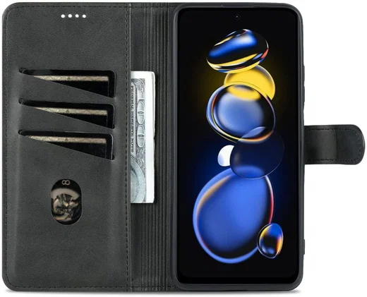 AZNS Xiaomi Poco X4 GT Hoesje Wallet Book Case Kunstleer Zwart afbeelding 1