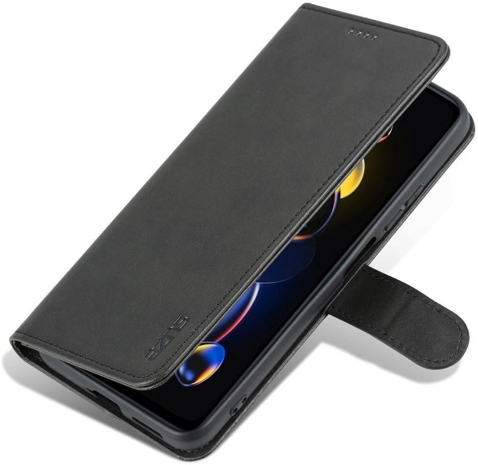 AZNS Xiaomi Poco X4 GT Hoesje Wallet Book Case Kunstleer Zwart afbeelding 2