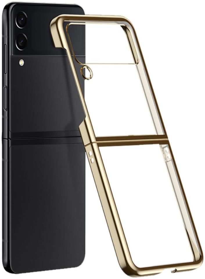 Samsung Galaxy Z Flip 4 Hoesje Back Cover Transparant/Goud afbeelding 1