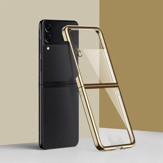Samsung Galaxy Z Flip 4 Hoesje Back Cover Transparant/Goud afbeelding 2