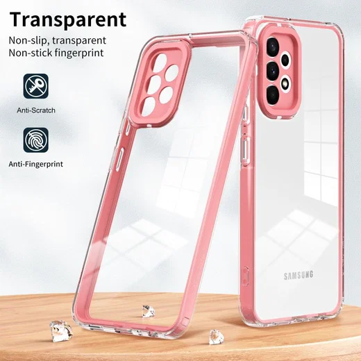 Samsung Galaxy A53 Hoesje Schokbestendig Back Cover Transparant/Roze afbeelding 5