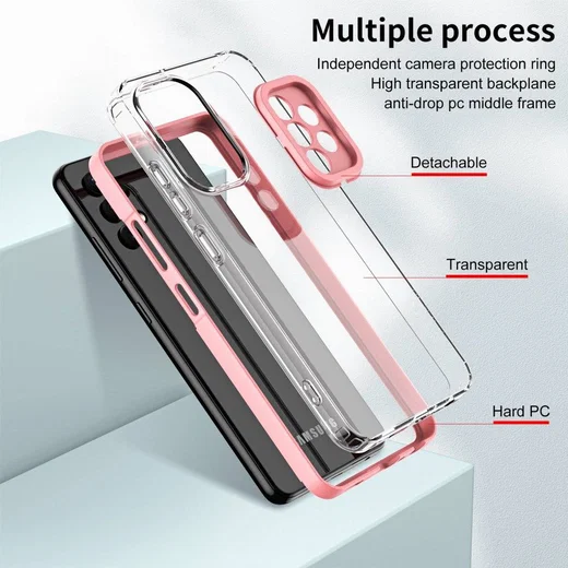 Samsung Galaxy A53 Hoesje Schokbestendig Back Cover Transparant/Roze afbeelding 7