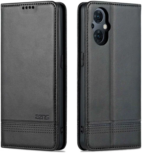 AZNS Oppo Reno 8 Lite Hoesje Portemonnee Book Case Kunstleer Zwart afbeelding 3