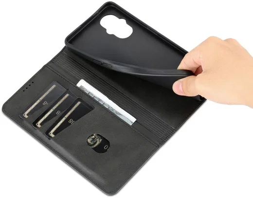 AZNS Oppo Reno 8 Lite Hoesje Portemonnee Book Case Kunstleer Zwart afbeelding 4