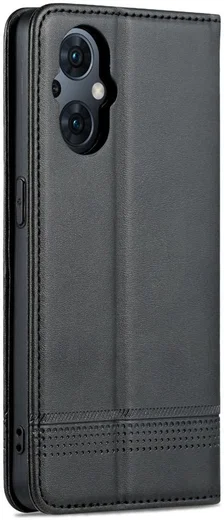AZNS Oppo Reno 8 Lite Hoesje Portemonnee Book Case Kunstleer Zwart afbeelding 6