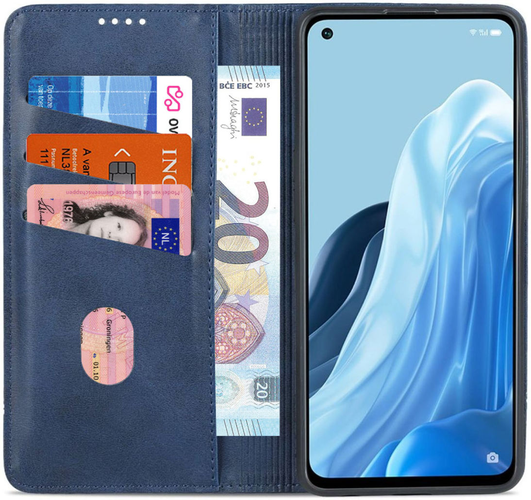 AZNS Oppo Reno 8 Lite Hoesje Portemonnee Book Case Kunstleer Blauw afbeelding 1