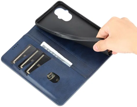 AZNS Oppo Reno 8 Lite Hoesje Portemonnee Book Case Kunstleer Blauw afbeelding 4